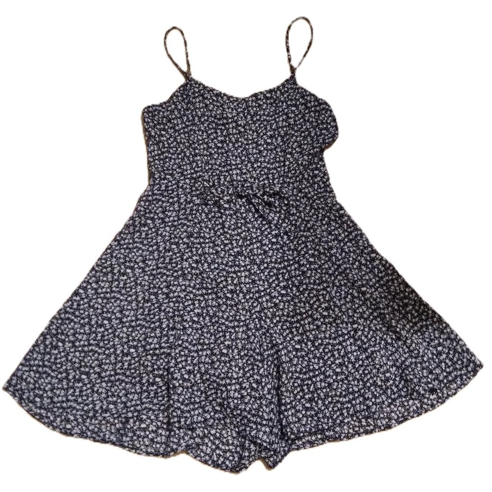 Black & White Floral Skort Dress/Romper - Vintage 1990s - Picture 3 of 4